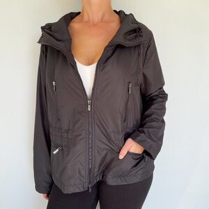 Armani Collezioni black full zip multi pocket windbreaker jacket size 48